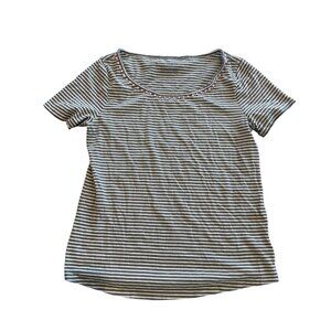 Talbots Womens Striped Scoop Neck Short Sleeve T-Shirt Medium Pima Cotton